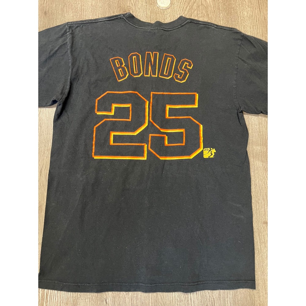 Majestic Barry Bonds San Francisco Giants 25 Black T-Shirt Mens Large vintage - Picture 2 of 5